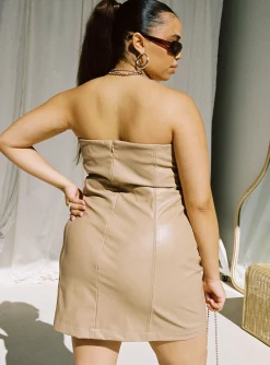 Princess Polly Hailey Strapless Mini Dresscurve   Beige Best Sale