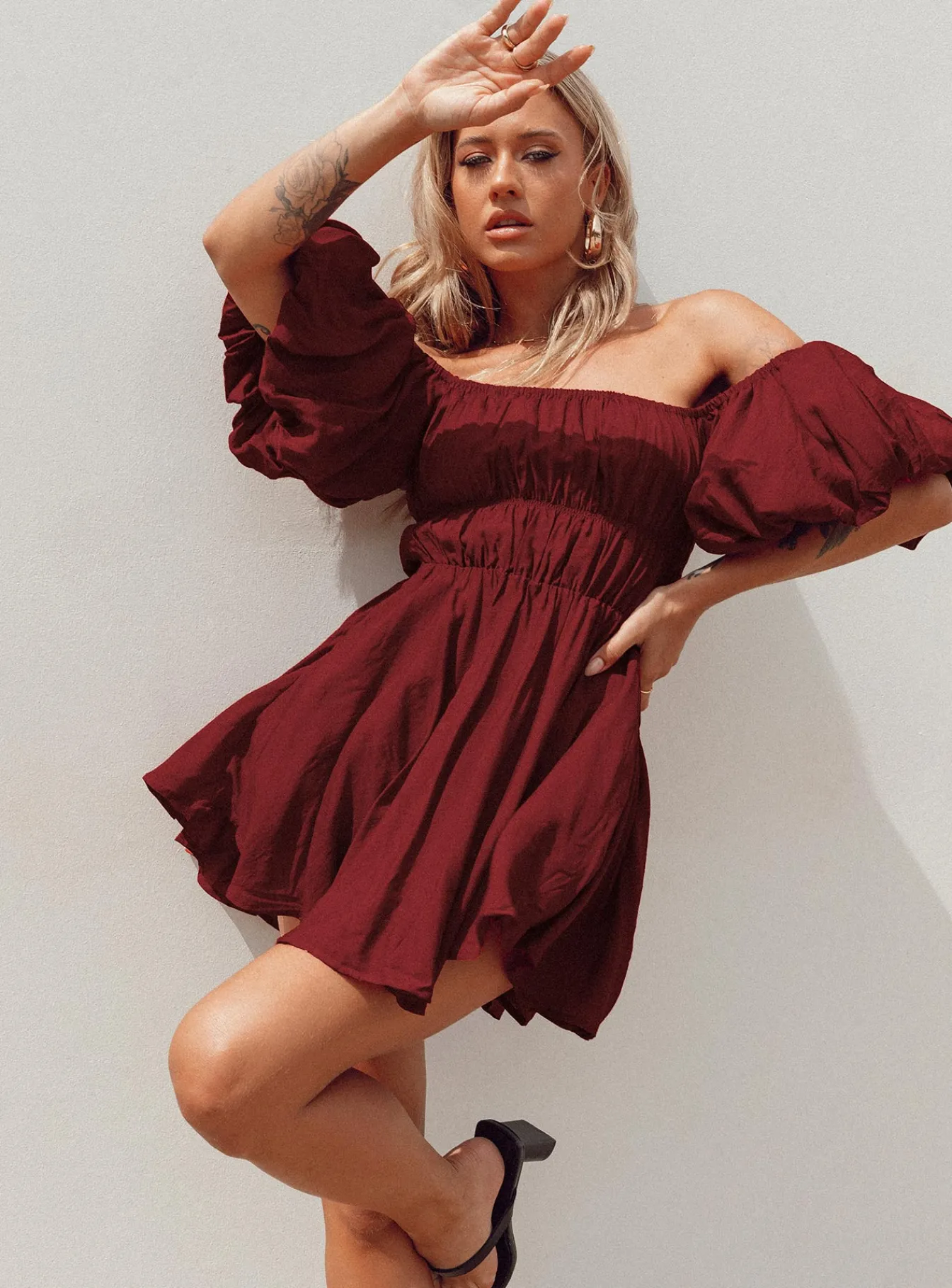 Princess Polly Halton Mini Dress Burgundy Hot