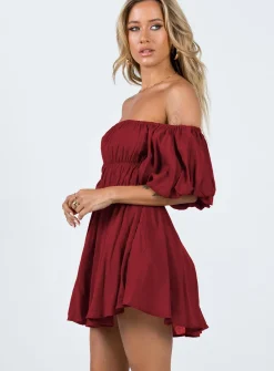 Princess Polly Halton Mini Dress Burgundy Hot