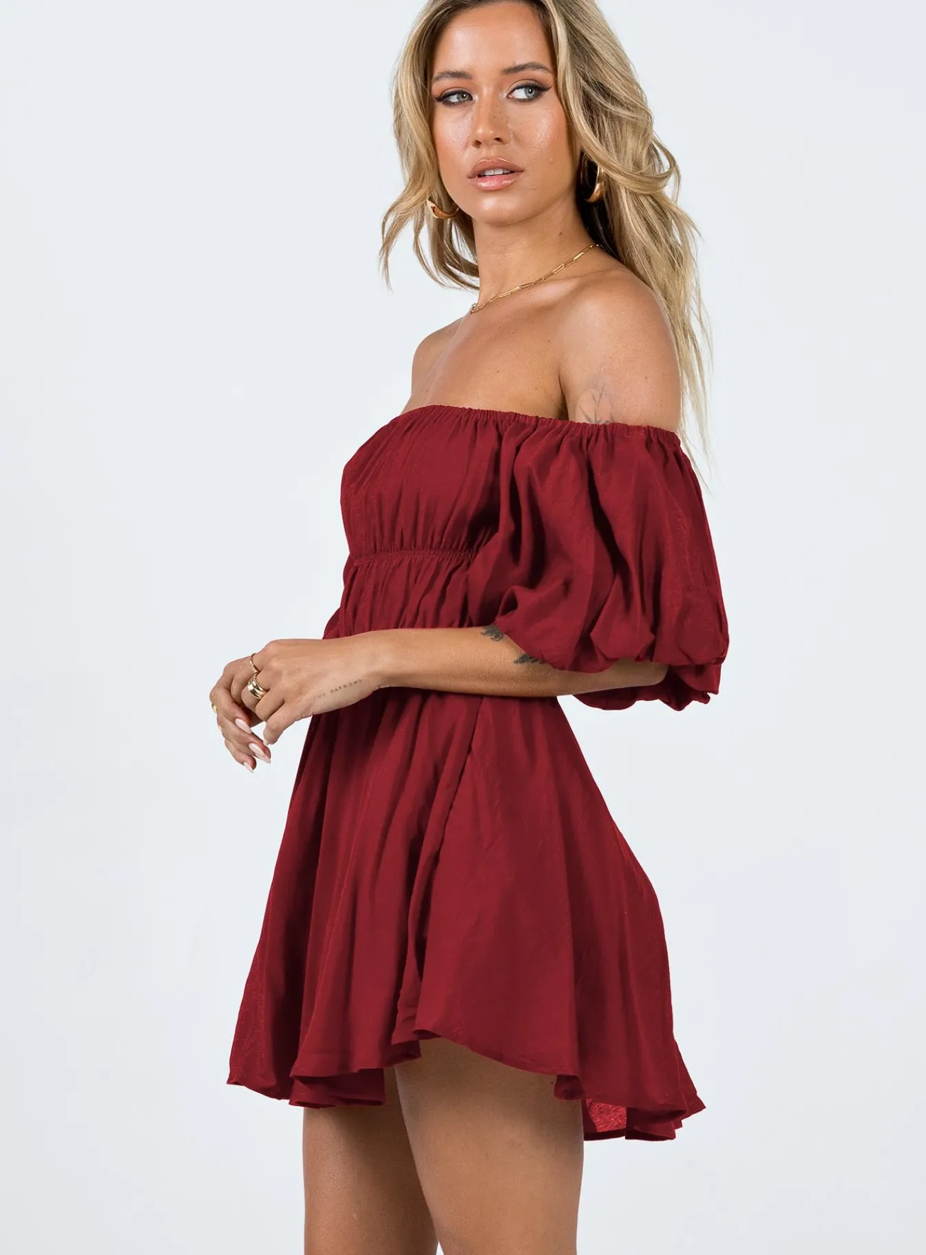Princess Polly Halton Mini Dress Burgundy Hot