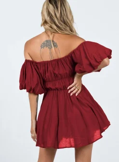 Princess Polly Halton Mini Dress Burgundy Hot