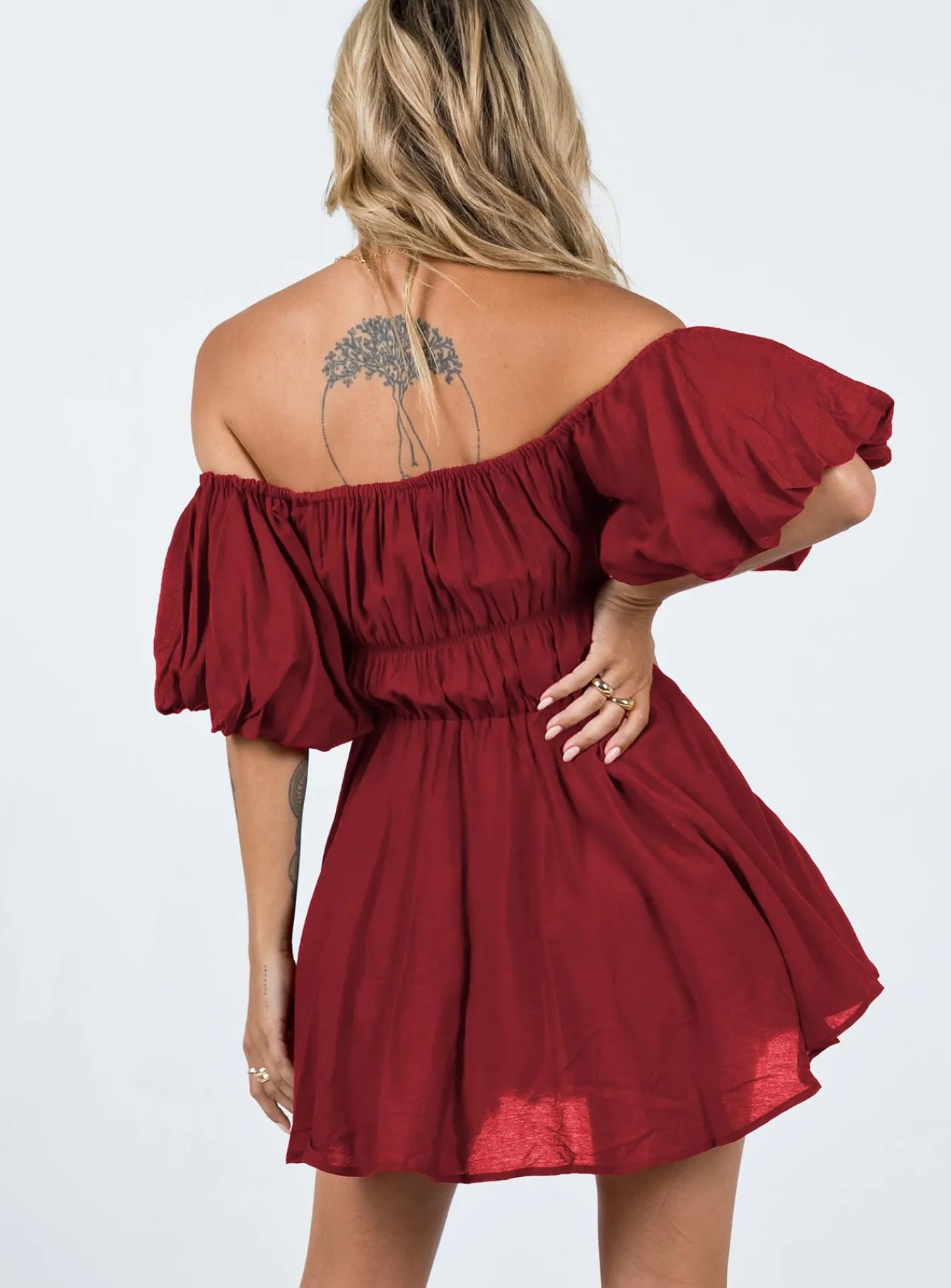 Princess Polly Halton Mini Dress Burgundy Hot
