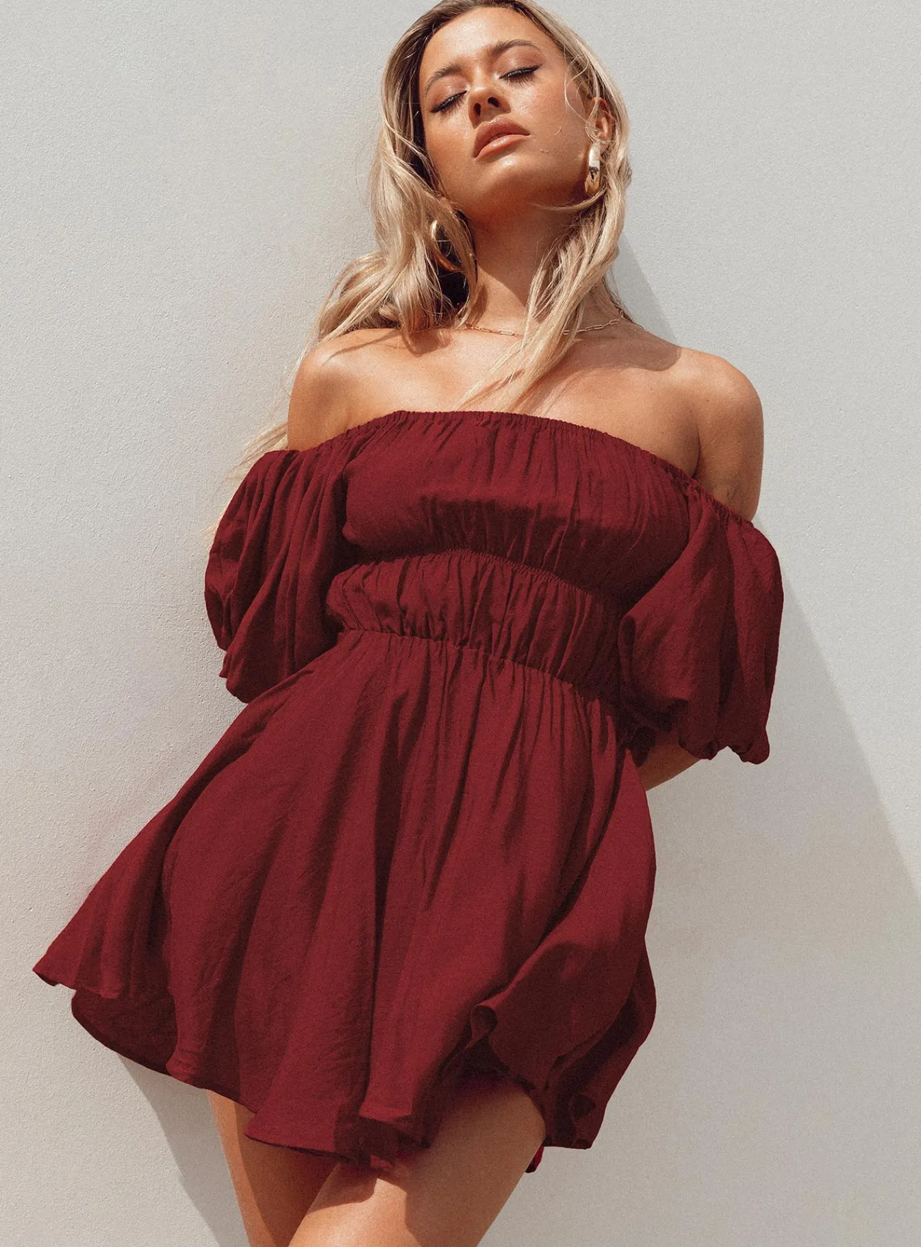 Princess Polly Halton Mini Dress Burgundy Hot