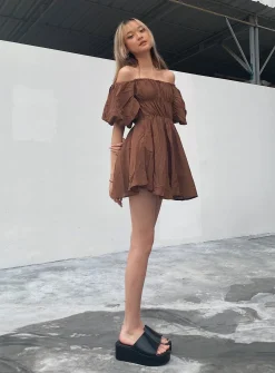 Princess Polly Halton Mini Dress  Brown Hot