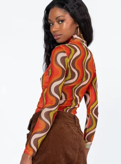 Princess Polly Hammond Long Sleeve Topmulti   Brown Store