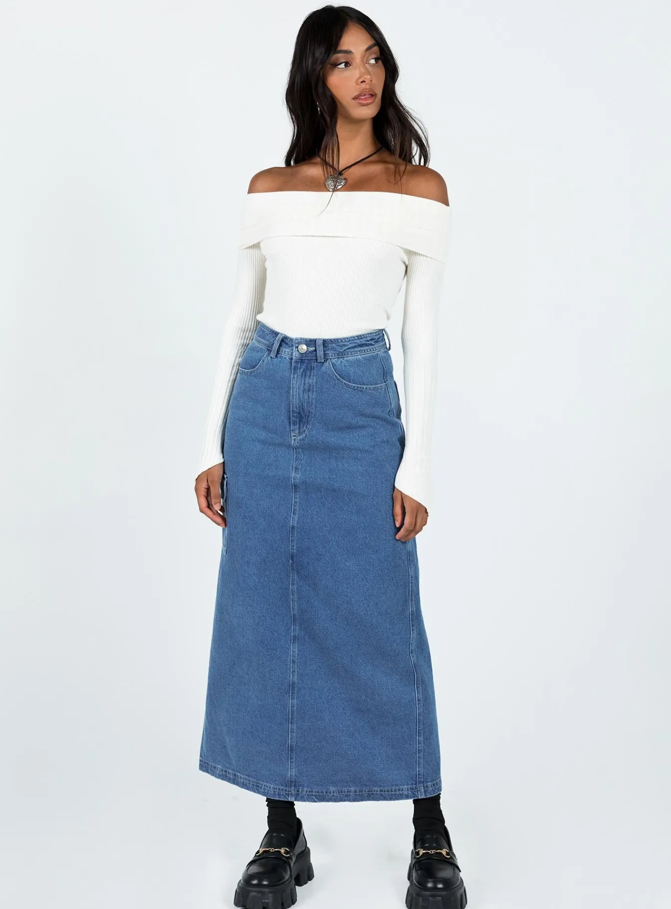 Princess Polly Harbenmaxi Skirt Denim Cheap
