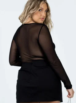 Princess Polly Harlee Long Sleeve Bodysuit  Black Store