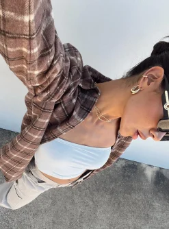 Princess Polly Harleigh Shirt  Brown Discount