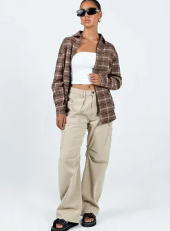 Princess Polly Harleigh Shirt  Brown Discount
