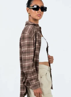 Princess Polly Harleigh Shirt  Brown Discount