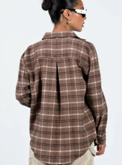 Princess Polly Harleigh Shirt  Brown Discount