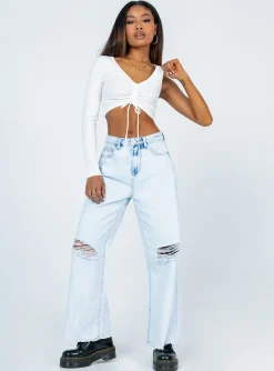 Princess Polly Harlow Long Sleeve Top  White Best