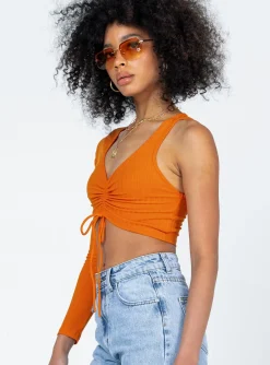 Princess Polly Harlow Long Sleeve Top  Orange Best Sale