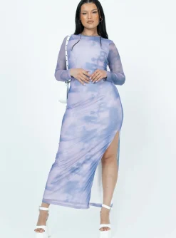 Princess Polly Harlowe Mesh Maxi Dressmulti   Blue New