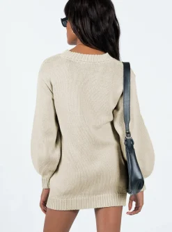 Princess Polly Harmony Knit Mini Dress Beige Clearance