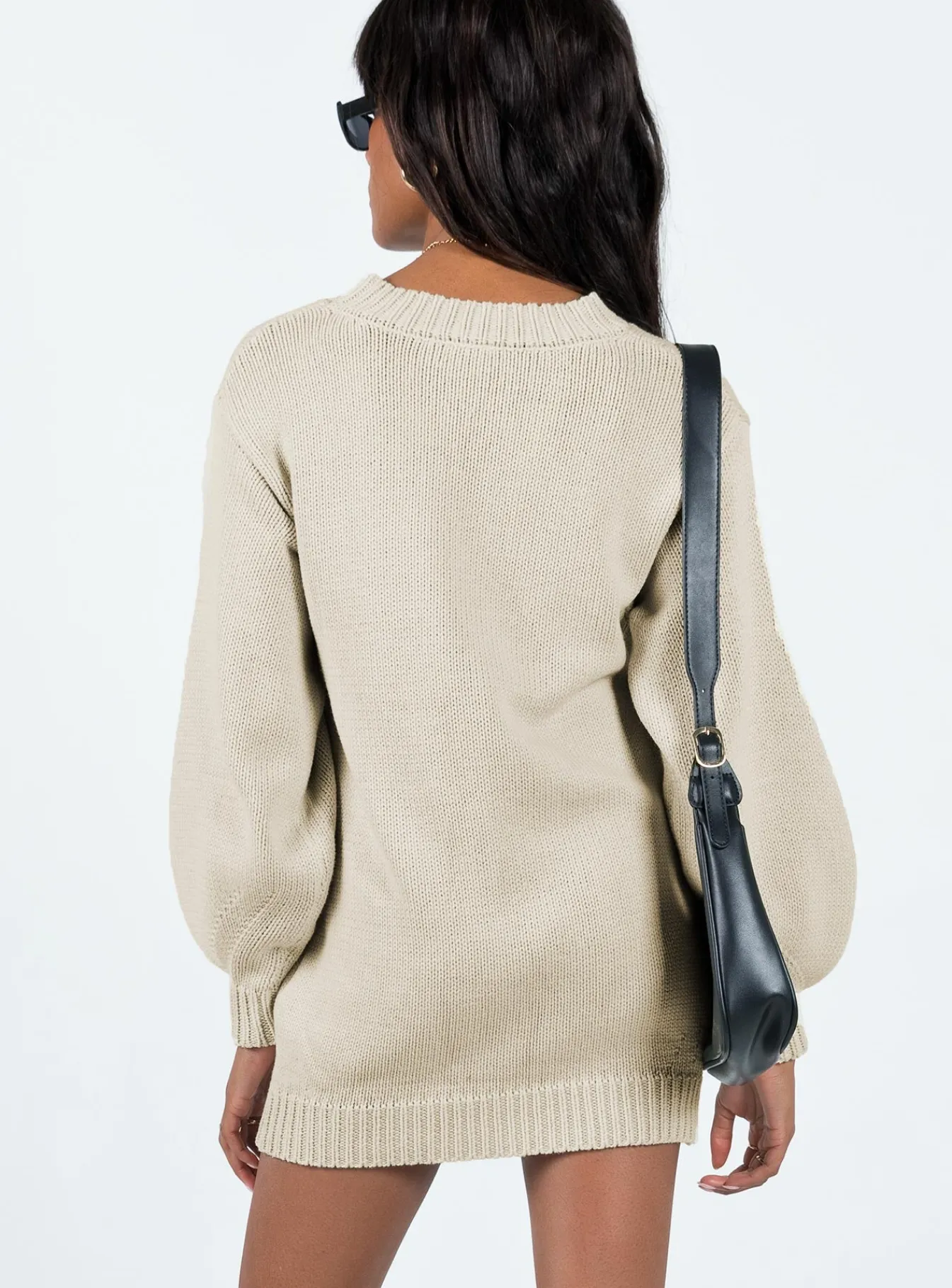 Princess Polly Harmony Knit Mini Dress Beige Clearance