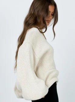 Princess Polly Harmony Sweater  Beige Clearance