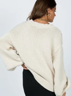 Princess Polly Harmony Sweater  Beige Clearance