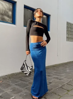 Princess Polly Harriette Maxi Skirt  Blue Sale