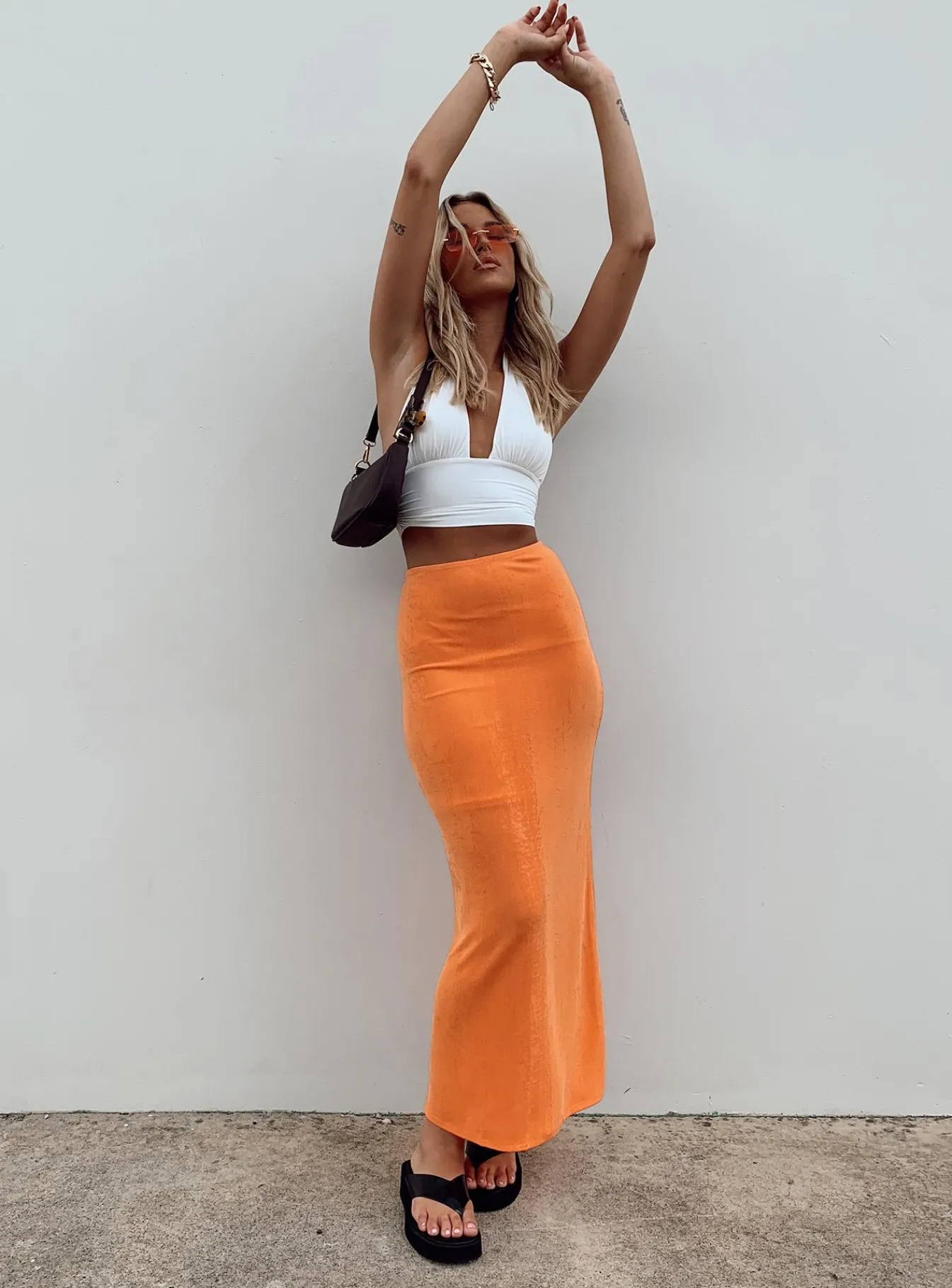 Princess Polly Harriette Maxi Skirt Orange Sale