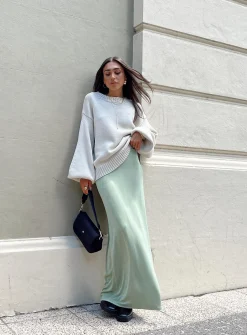 Princess Polly Harriette Maxi Skirt  Sage New