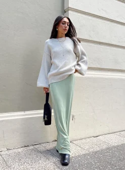 Princess Polly Harriette Maxi Skirt  Sage New