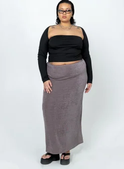 Princess Polly Harriette Maxi Skirtgrey Curve Slate Shop