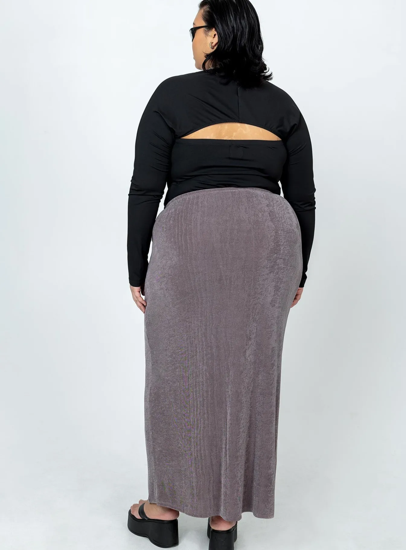 Princess Polly Harriette Maxi Skirtgrey Curve Slate Shop