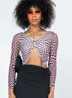 Princess Polly Harrison Long Sleeve Mesh Top/ White   Black Shop