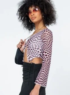 Princess Polly Harrison Long Sleeve Mesh Top/ White   Black Shop