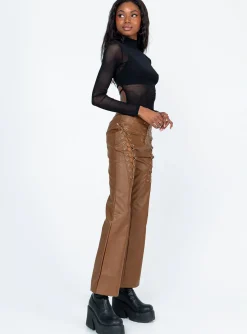 Princess Polly Harvey Pu Pants Brown Cheap
