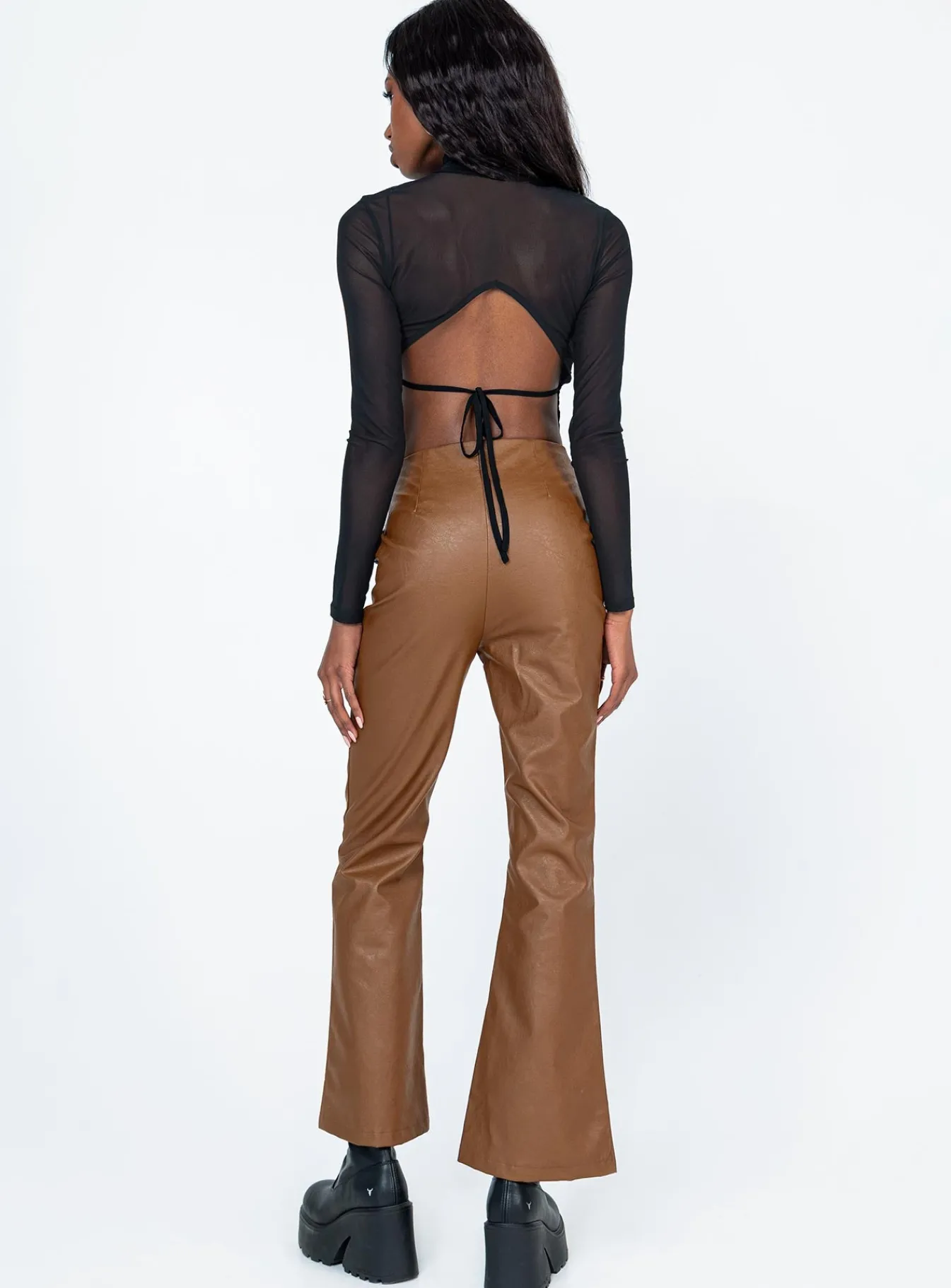 Princess Polly Harvey Pu Pants Brown Cheap