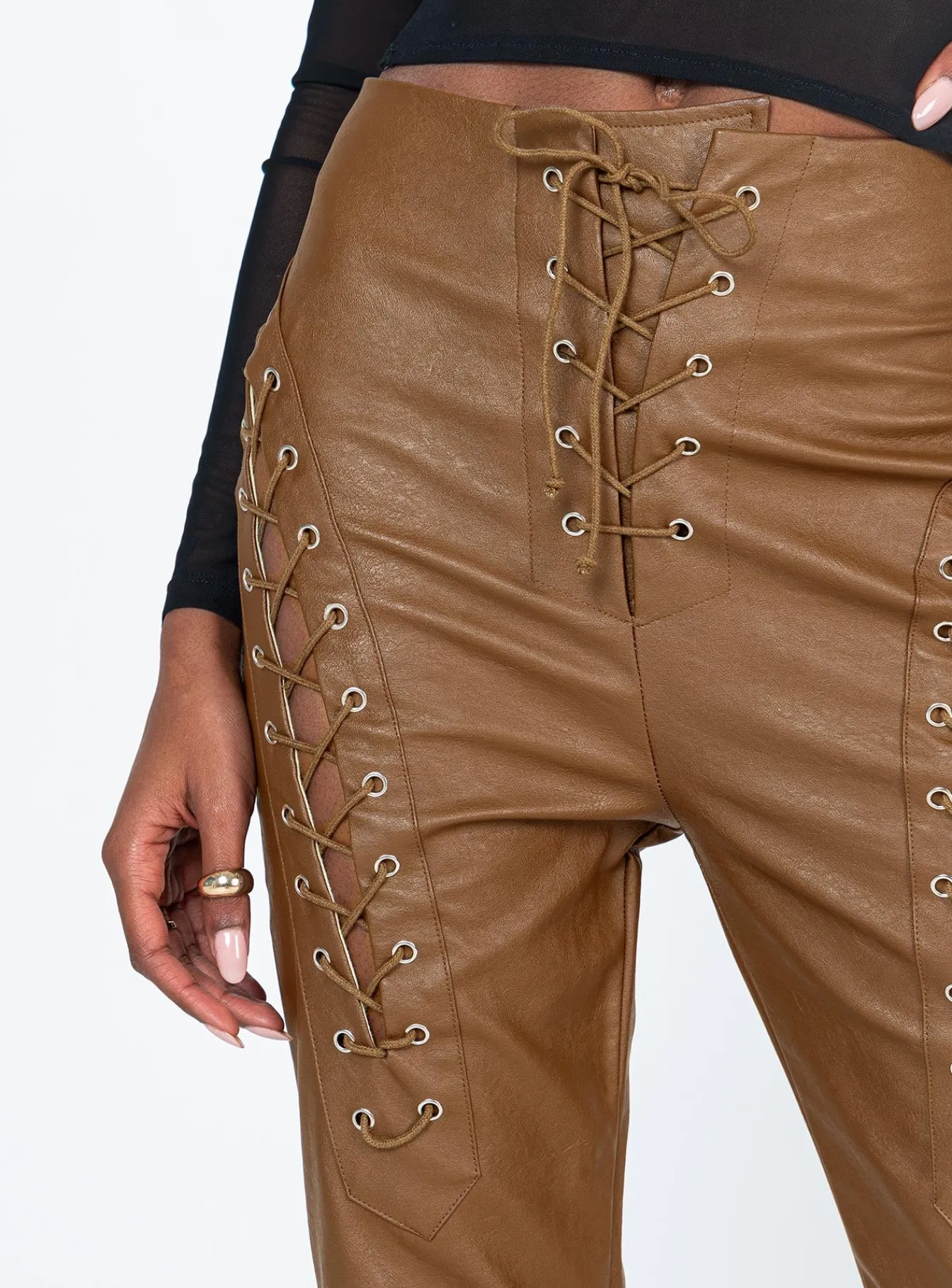Princess Polly Harvey Pu Pants Brown Cheap
