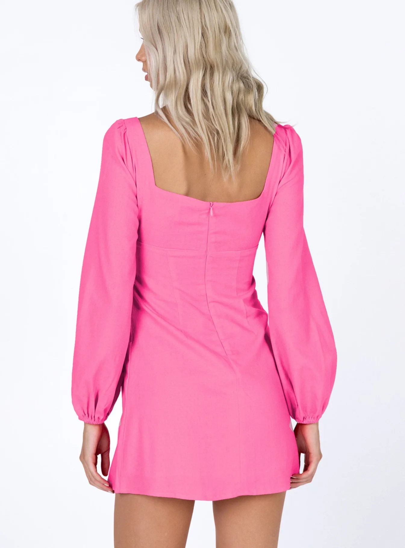 Princess Polly Hastings Long Sleeve Mini Dress Pink New