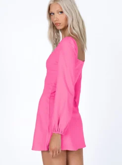 Princess Polly Hastings Long Sleeve Mini Dress Pink New