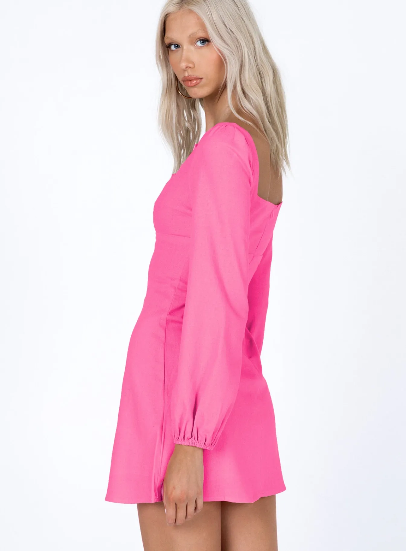 Princess Polly Hastings Long Sleeve Mini Dress Pink New