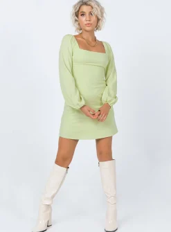 Princess Polly Hastings Long Sleeve Mini Dress  Green Store
