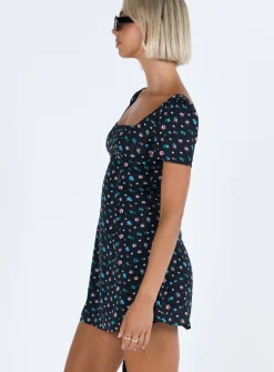 Princess Polly Hastings Mini Dress  Black Floral Flash Sale