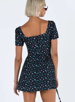 Princess Polly Hastings Mini Dress  Black Floral Flash Sale