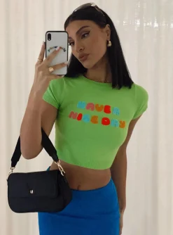 Princess Polly Have A Nice Day Knit Tee  Green Store