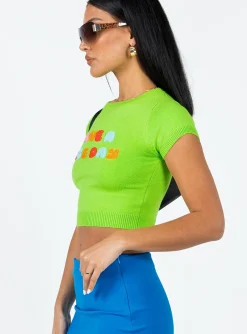 Princess Polly Have A Nice Day Knit Tee  Green Store