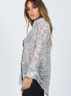 Princess Polly Hayden Shirt Beige Clearance