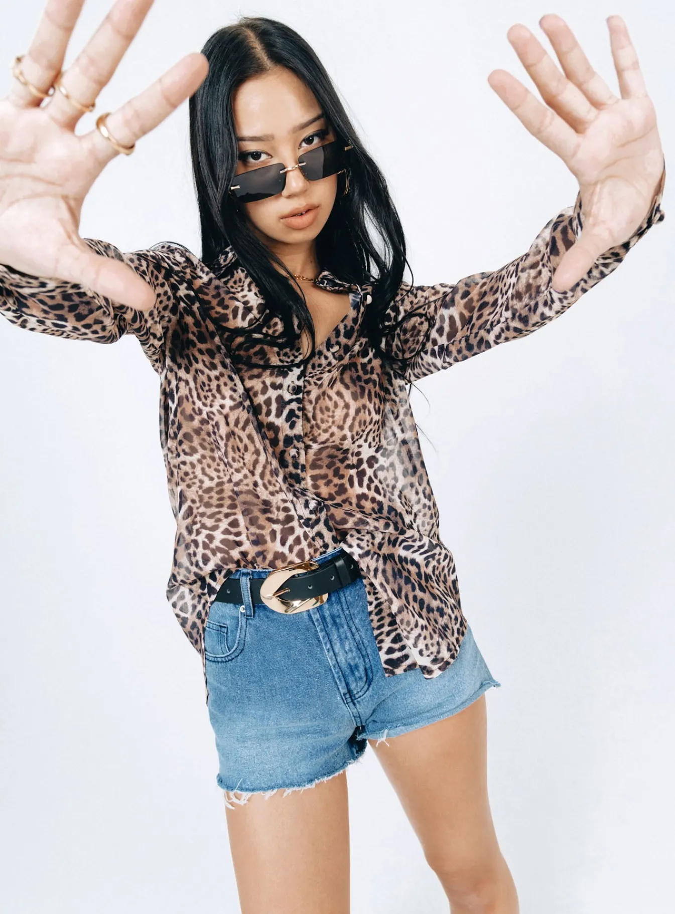 Princess Polly Hayden Shirt Leopard Flash Sale