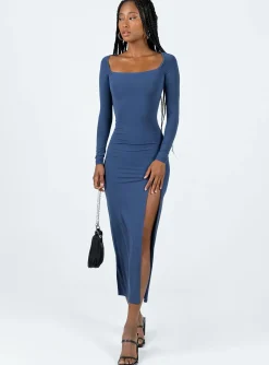 Princess Polly Hayward Long Sleeve Midi Dress  Blue Outlet