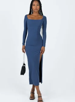 Princess Polly Hayward Long Sleeve Midi Dress  Blue Outlet