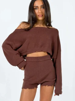 Princess Polly Hazel Knit Shorts  Brown Flash Sale