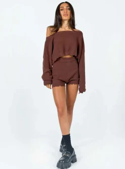 Princess Polly Hazel Knit Shorts  Brown Flash Sale