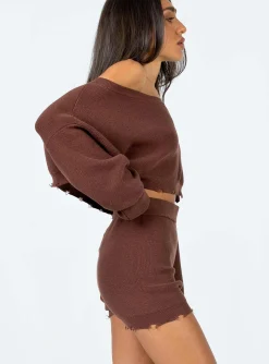 Princess Polly Hazel Knit Shorts  Brown Flash Sale