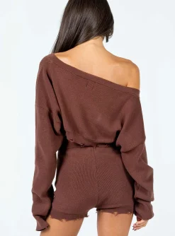 Princess Polly Hazel Knit Shorts  Brown Flash Sale