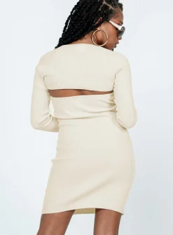 Princess Polly Hellie Mini Dress  Cream Flash Sale